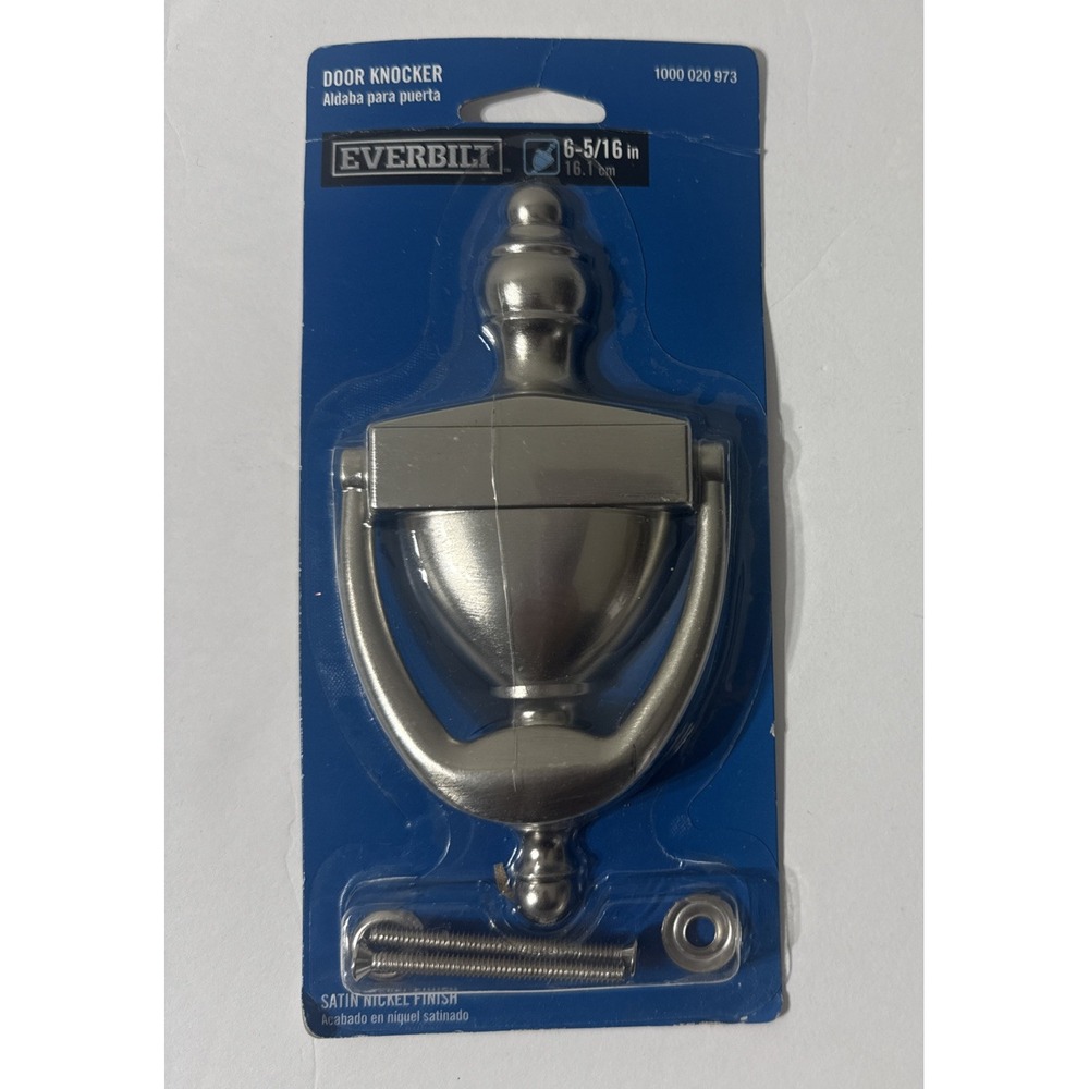 Everbrite SATIN NICKEL DOOR KNOCKER  ‎ 6-5/16 in - New Sealed Worn Package